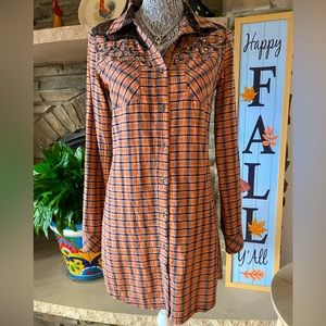 Miss Me Western Snap Front Shirt Dress Size: S